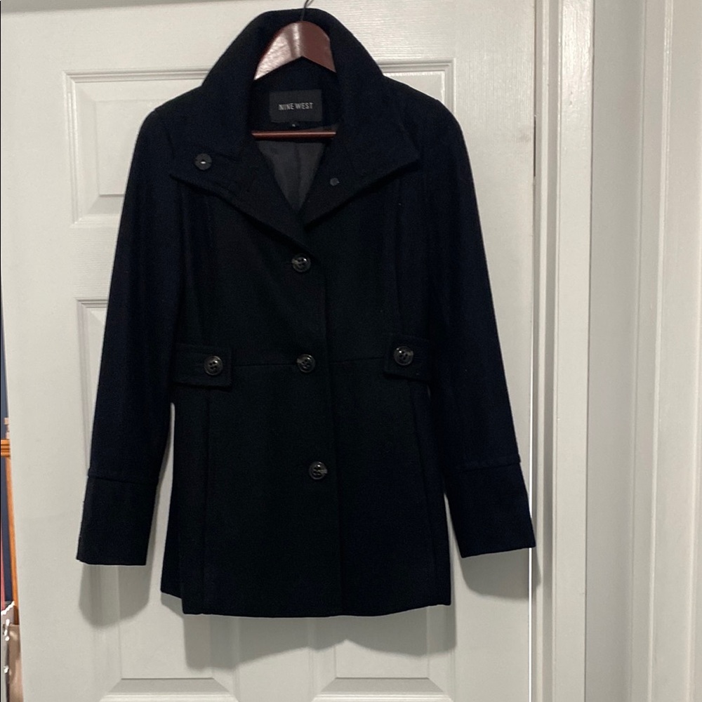 Nine West Black Peacoat Classic Wool Blend